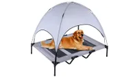 Large dog bed: A golden retriever lying on a SUPERJARE Outdoor Dog Bed