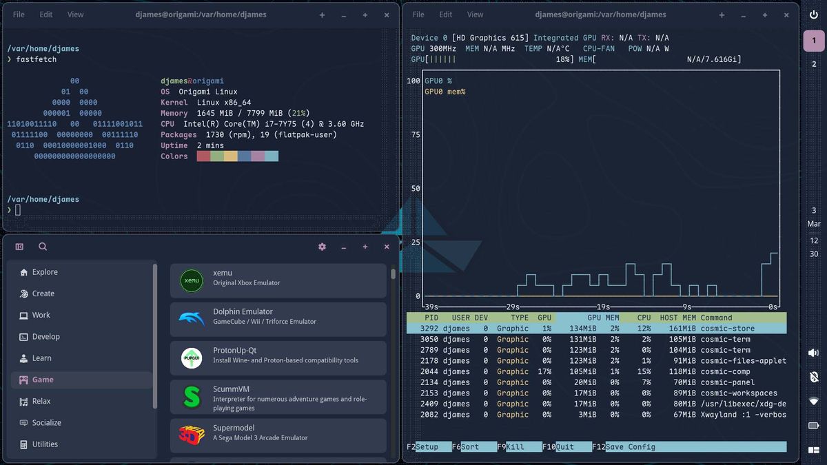 Origami Linux desktop screenshots