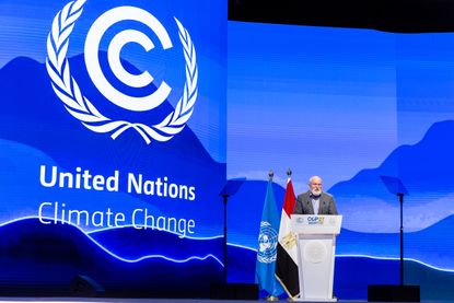 A speech being given during the COP27 climate conference in Egypt. 