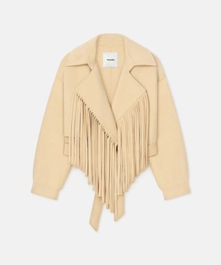 Ticia - Fringed Double Wool Jacket - Creme