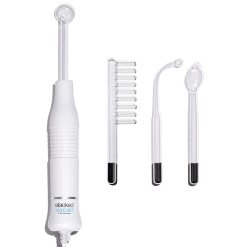 Stackedskincare High Frequency Facial Wand &amp;ndash; Glass Electrodes for Cosmetic Skin Care &amp;amp; Scalp Use