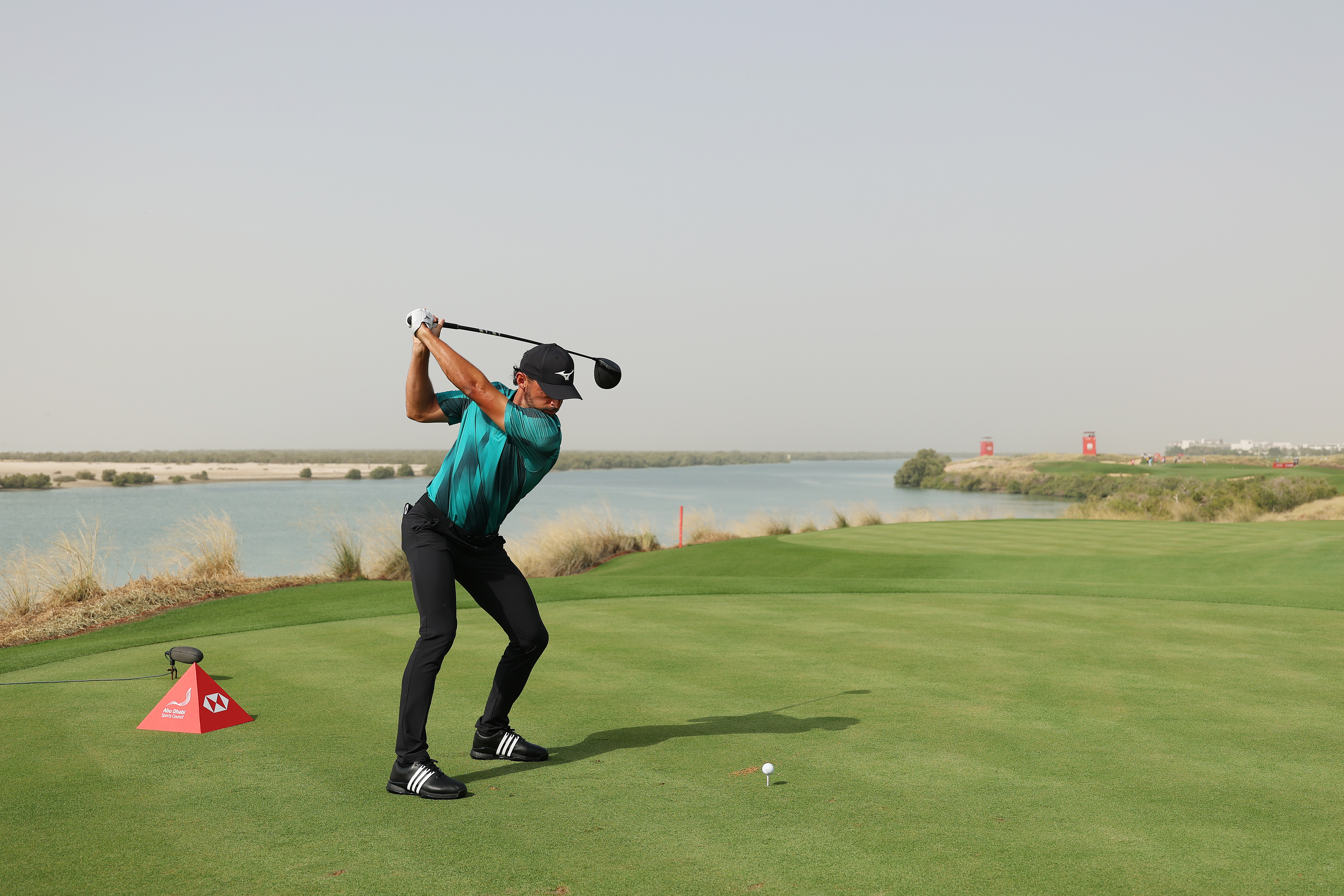 Marco Penge at the top of his backswing