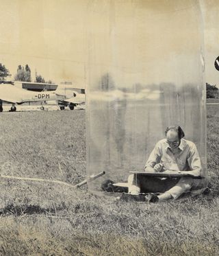 Hans Hollein in his "Mobile Office“ 1969 Photo: Gino Molin-Pradl