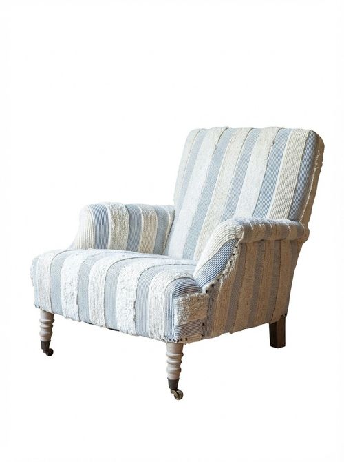 Avree Misty Blue and White Striped Armchair