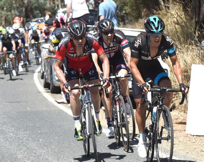 Richie Porte (Team Sky), Cadel Evans (BMC) and Tom Dumoulin (Giant-Alpecin)