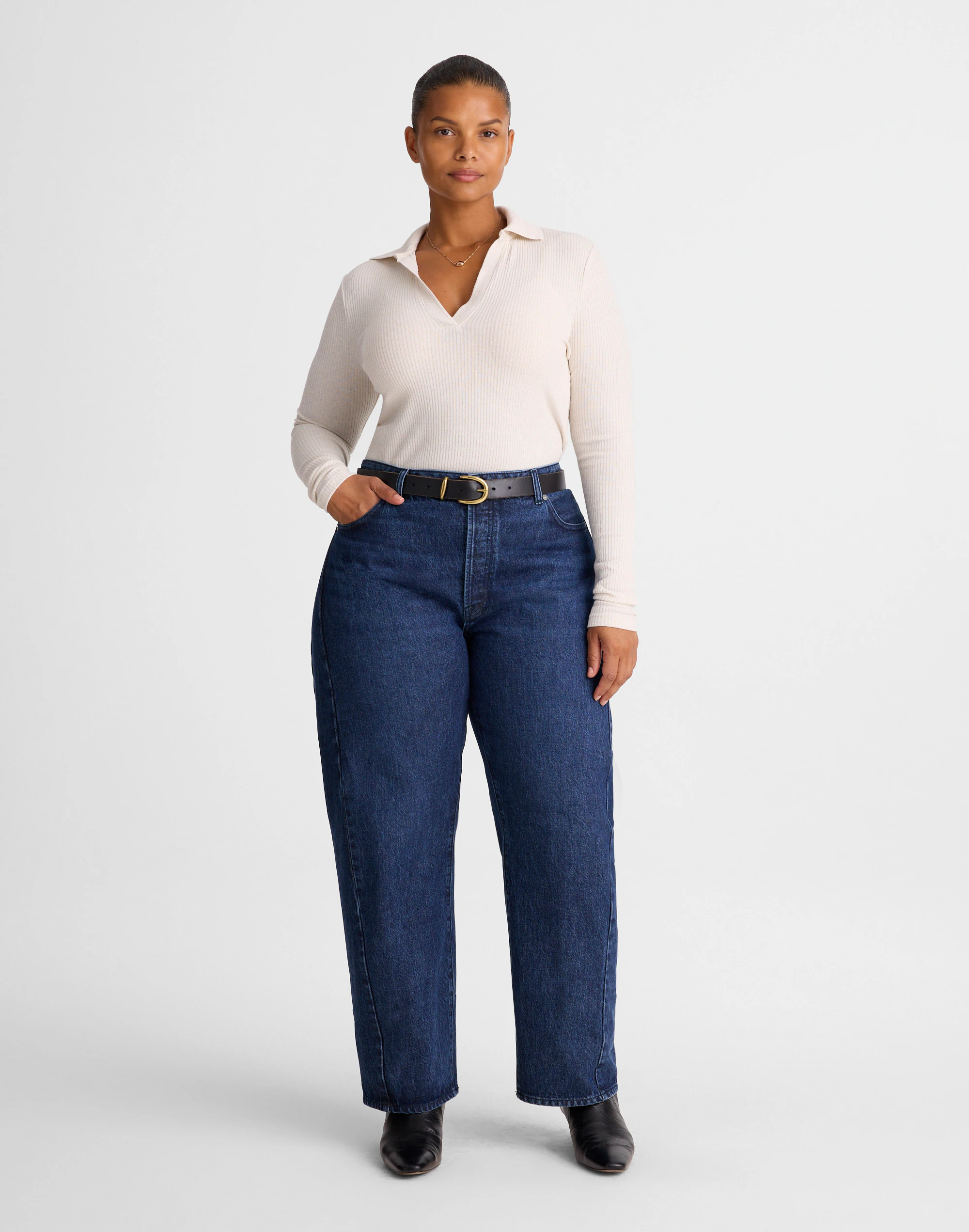 The Plus Pieced Barrel-Leg Jean