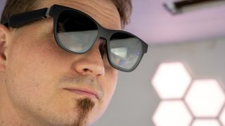 Wearing Nreal Air AR glasses