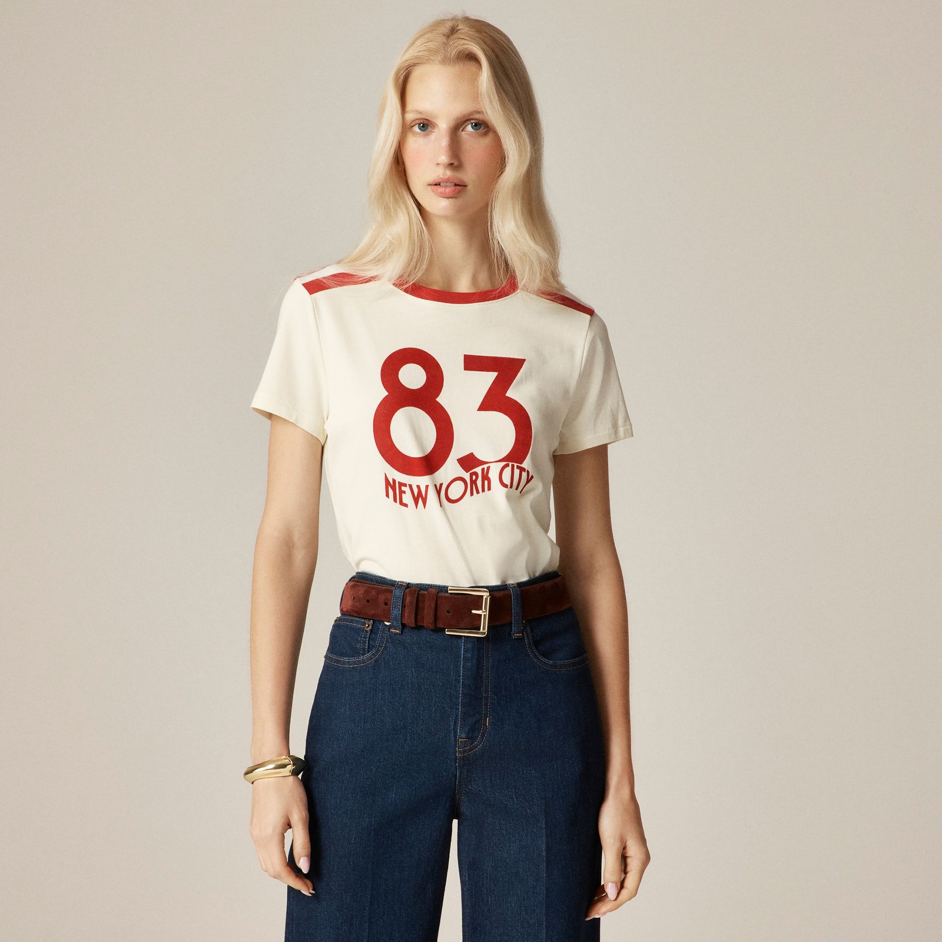 Shrunken-Fit "new York '83" Graphic T-Shirt in Broken-In Jersey