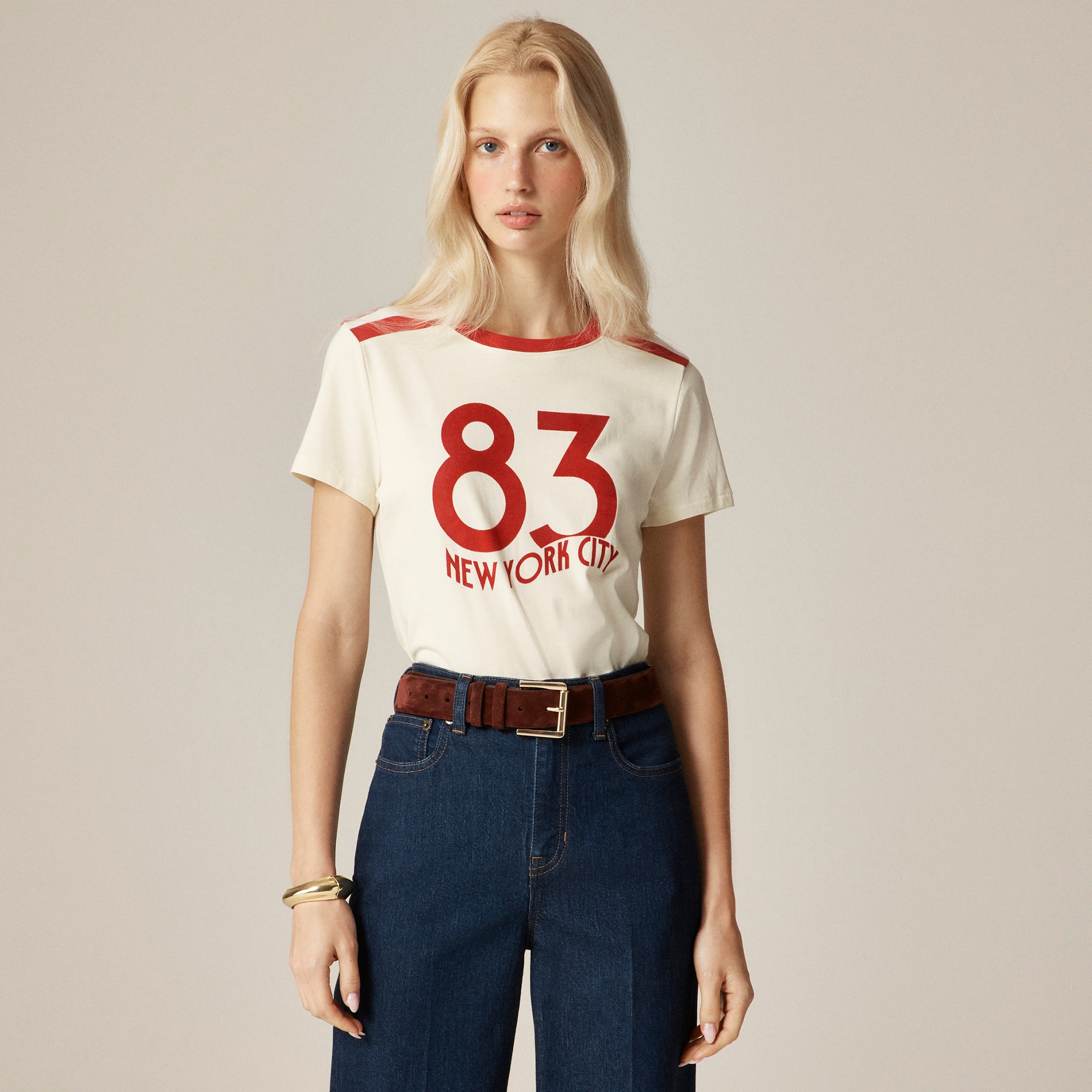 Shrunken-Fit "new York '83" Graphic T-Shirt in Broken-In Jersey