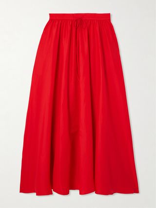 Eden Pleated Taffeta Maxi Skirt