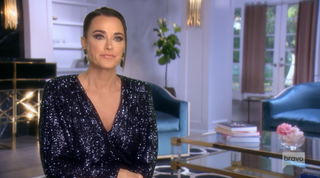 Real Housewives star Kyle Richards wearing a sparkly dress