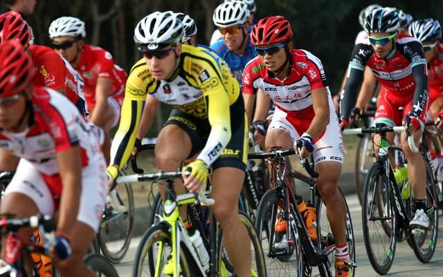 In the thick of the peloton.