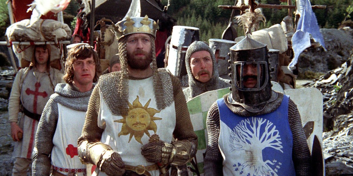 The cast of Monty Python and the Holy Grail