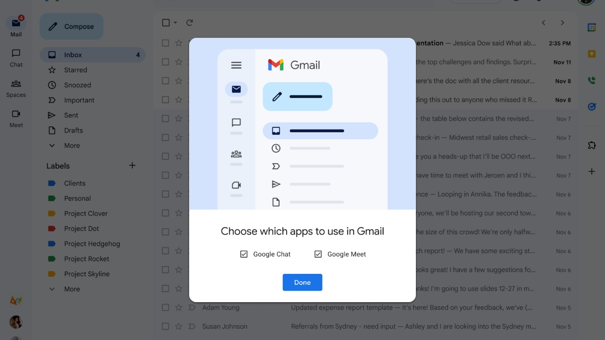 Gmail new interface
