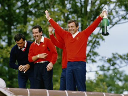 Jacklin celebrates after his team wins the 1985 Ryder Cup