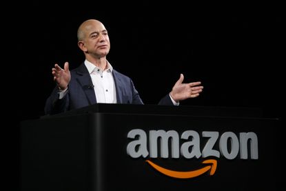 Amazon's Jeff Bezos at a press conference