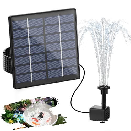 Aisitin Solar Water Pump for Outdoor Features, 2026 Upgraded Diy Fountain Kit With 6 Nozzles, 9.8ft Power Cord, for Bird Bath, Ponds, Garden, Fish Tank Solar Powered Water Fountain Pump