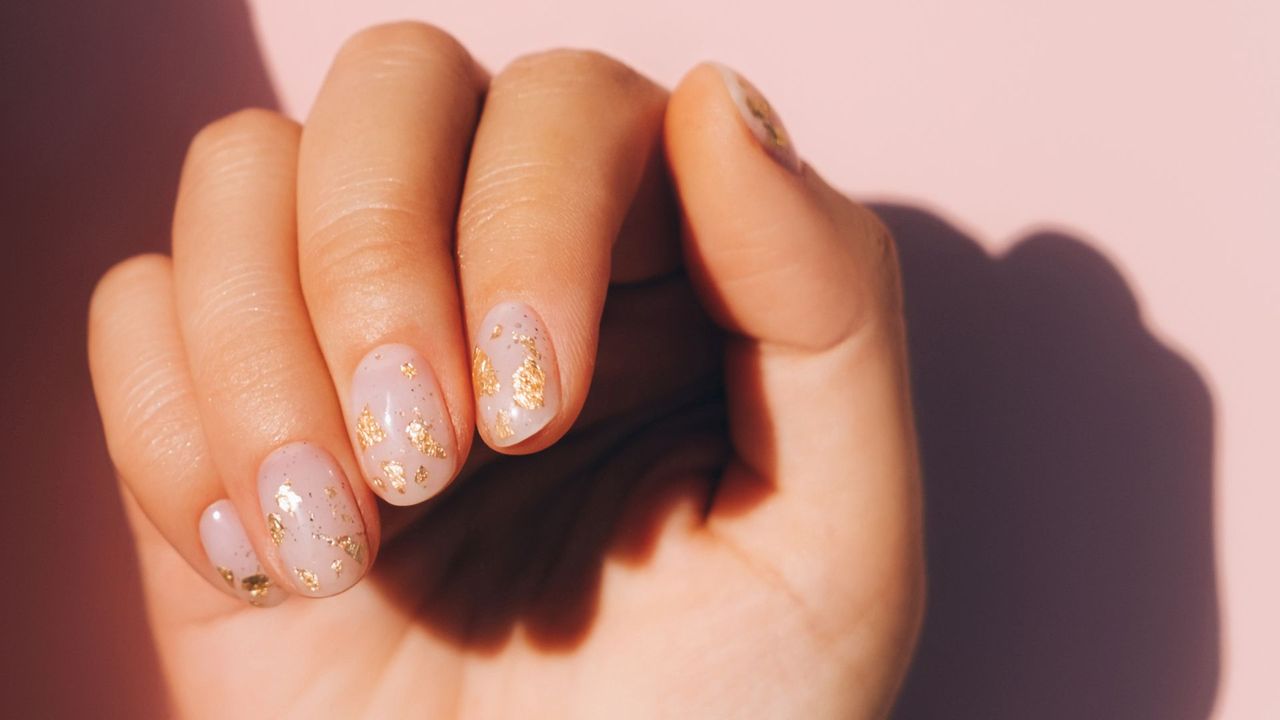 hand with pretty summer nails