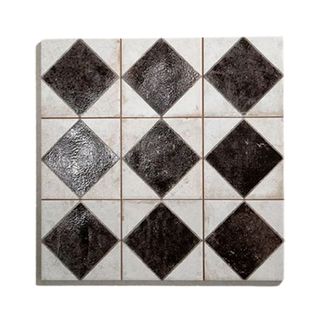 Quorn Stone black and white chequered tiles