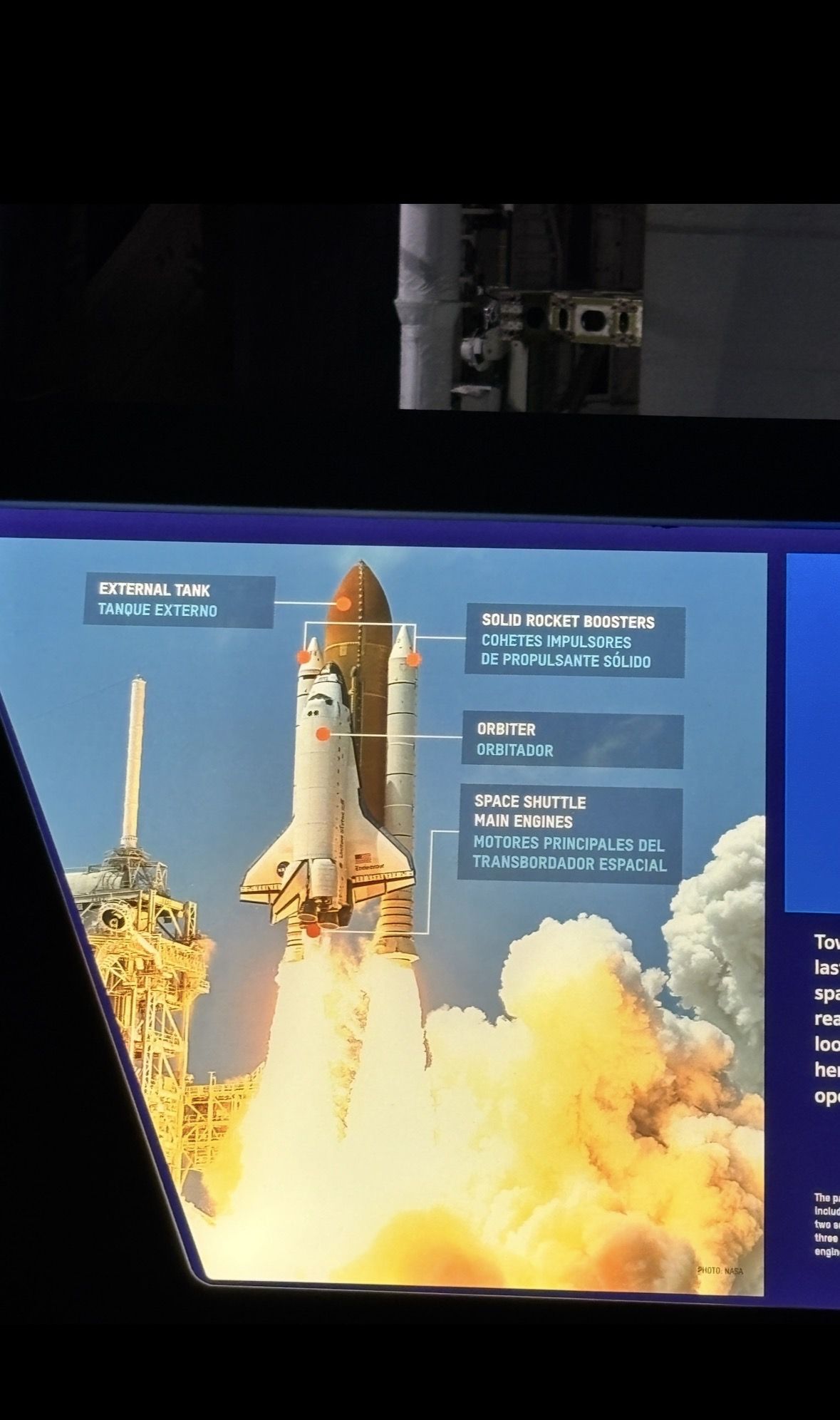 A museum infographic showing the configuration of the shuttle.