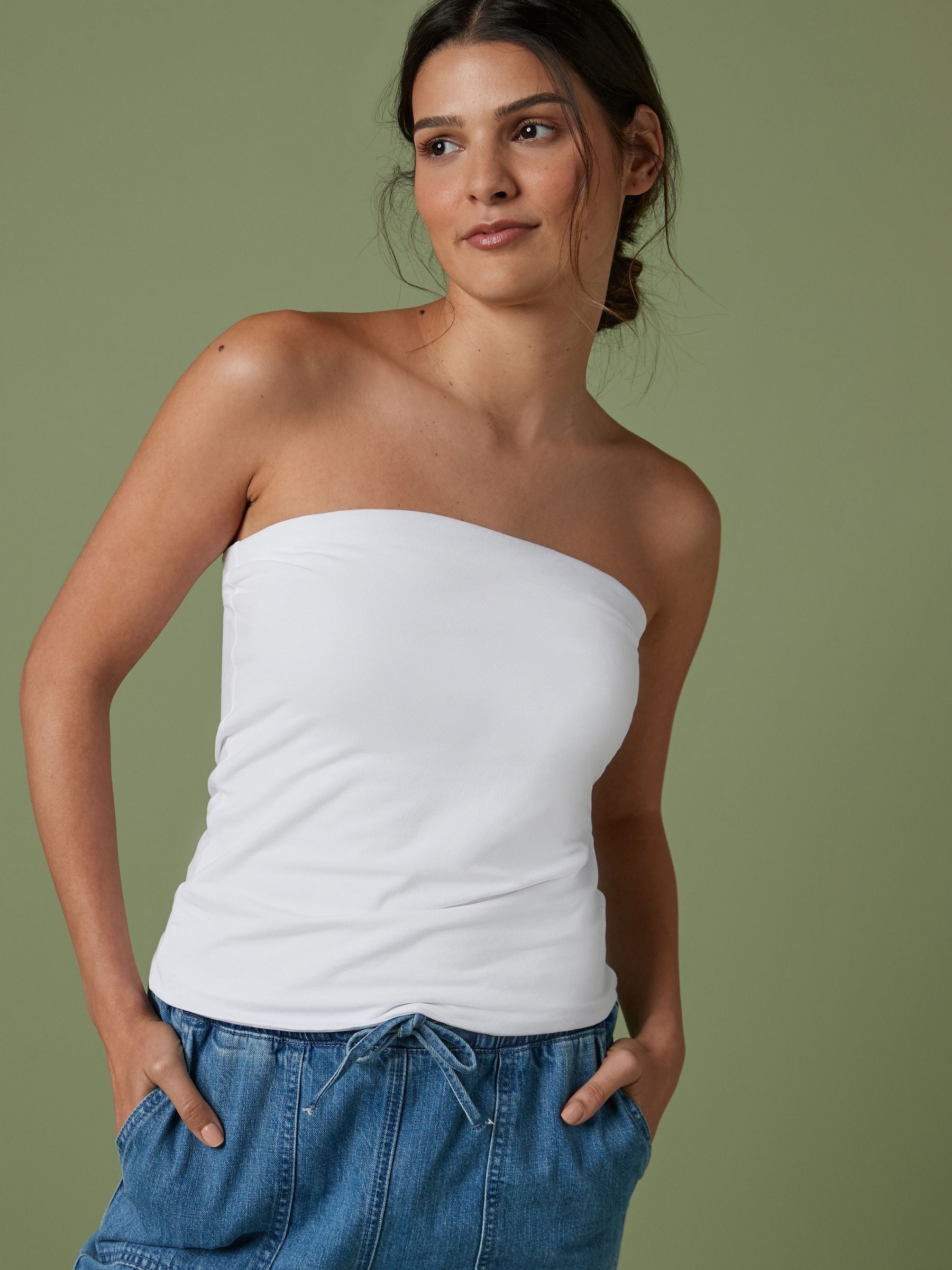 White Cotton Rich Bandeau Boobtube Top