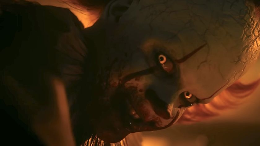 Pennywise smiling with bloody face in IT: Welcome to Derry Season 1