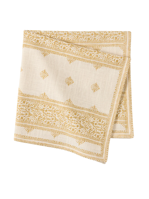 Golden Yellow Fez Stripe Printed Natural Napkin