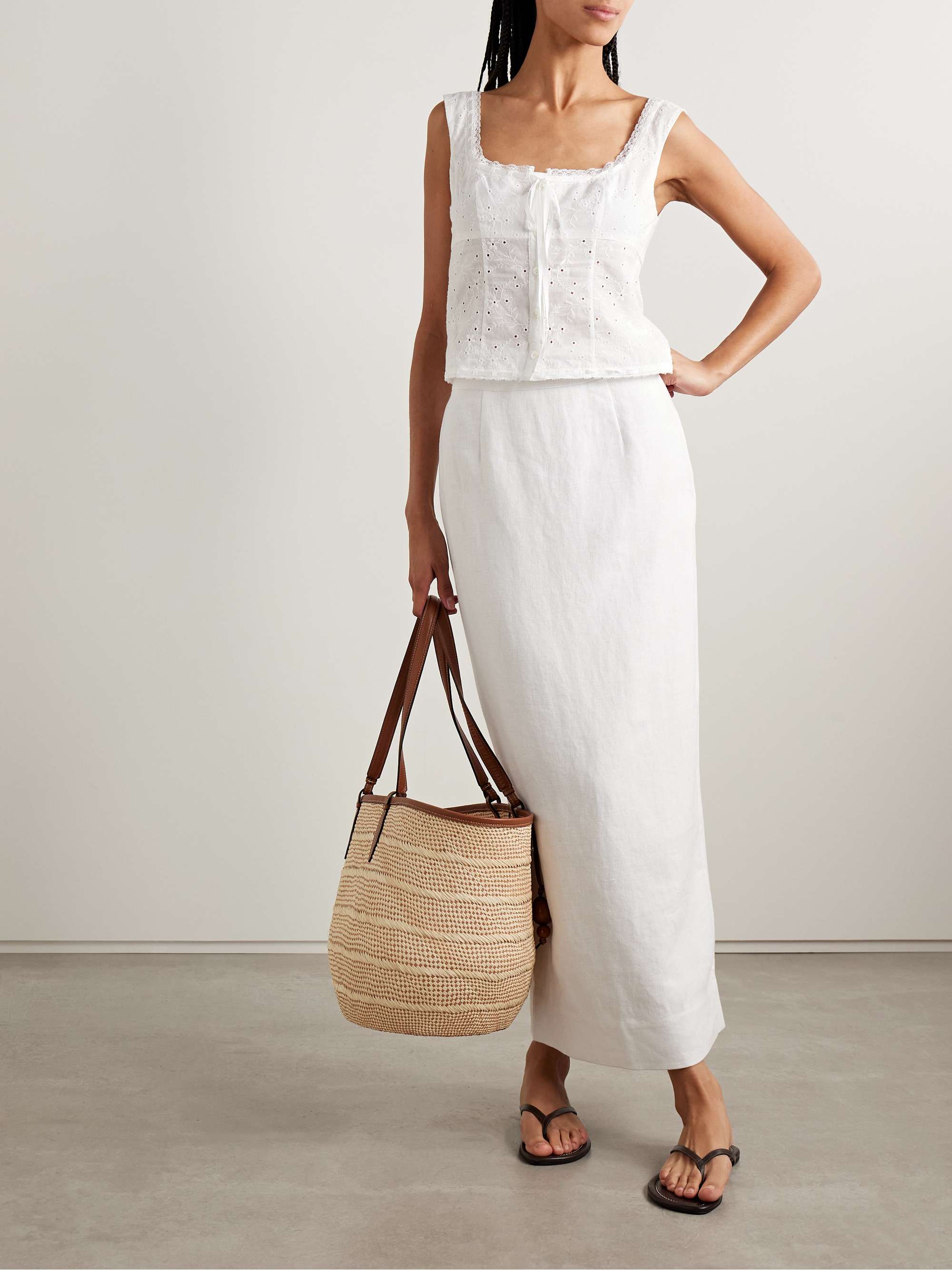 Lou Lace-Trimmed Broderie Anglaise Cotton Tank