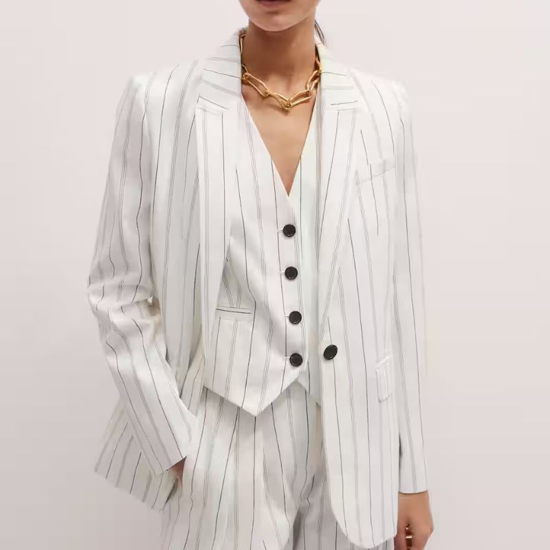 The Very Useful Multi Stripe Blazer on model 