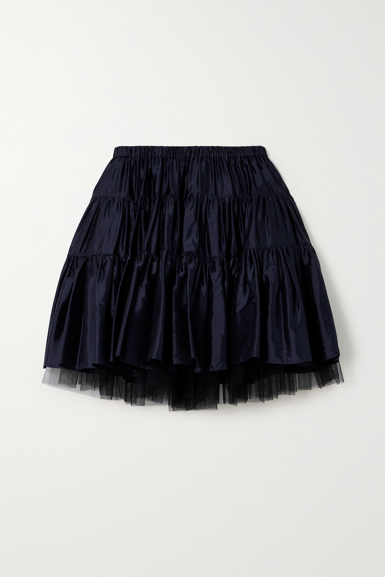 Jannat Tiered Taffeta and Tulle Mini Skirt