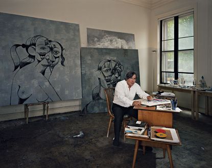 Artist George Condo, the mad man of American painting (as profiled in our November issue), in his studio in Manhattan