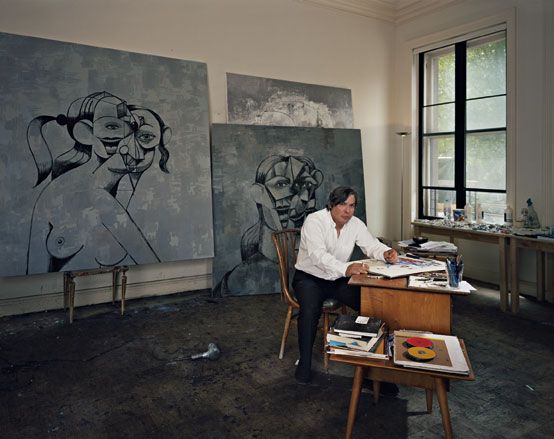 Artist George Condo, the mad man of American painting (as profiled in our November issue), in his studio in Manhattan