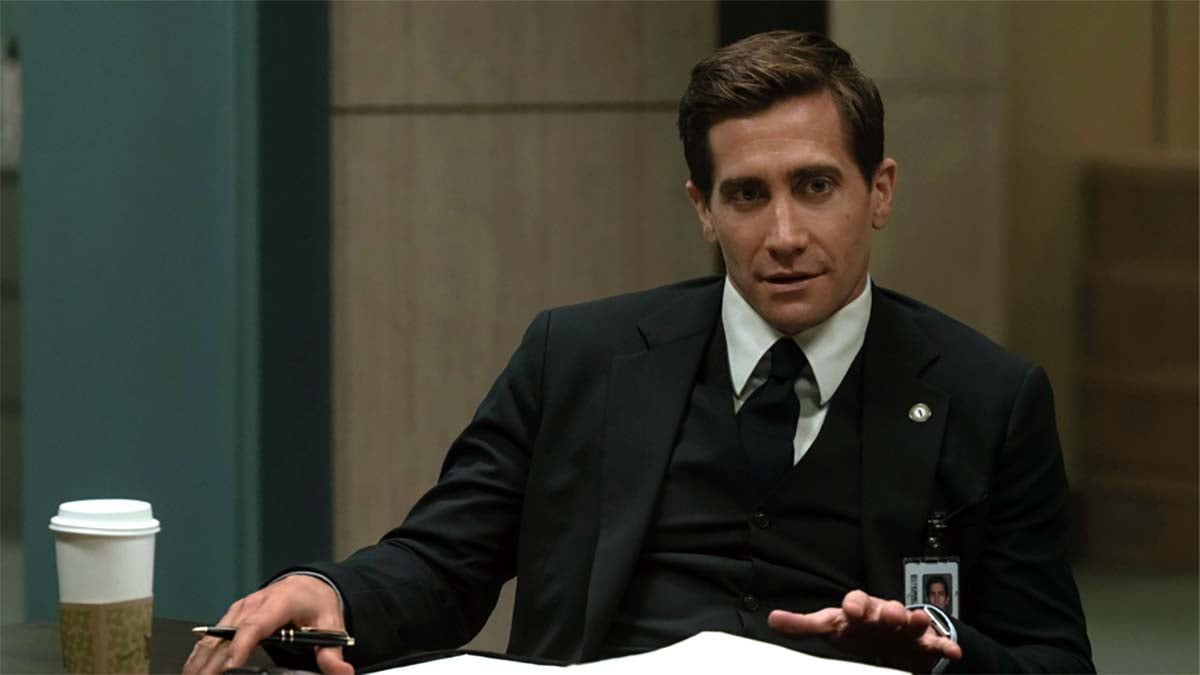 Jake Gyllenhaal dressed in smart suit and black tie in Apple TV+ courtroom drama Presumed Innocent 2024