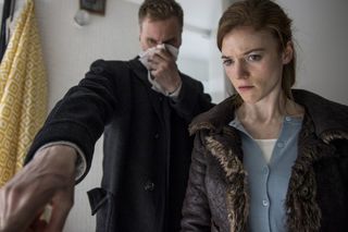 Darren Boyd as DCI Theo Bloom and Rose Leslie as DS Emma Lane in Luther