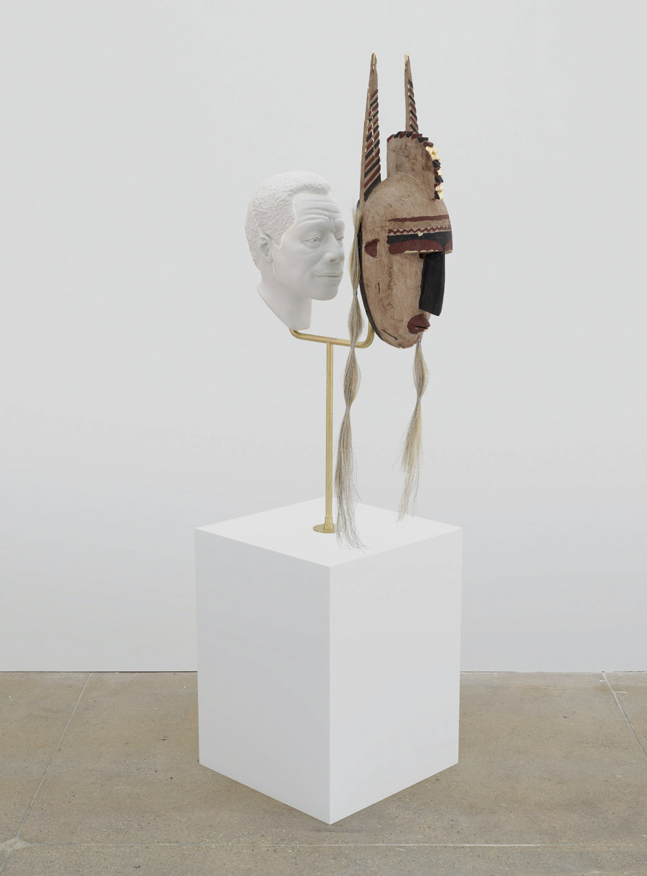 Image Distant Relatives (James Baldwin), 2020, showing a bust of the late African-American writer behind a West African Bambara mask