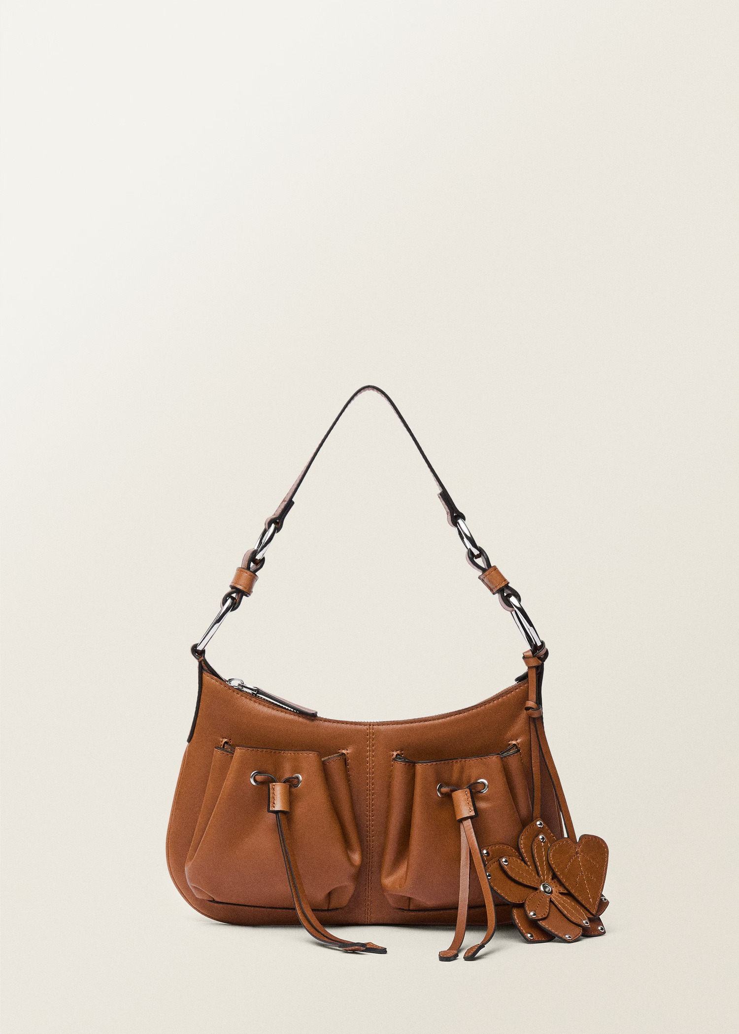 MANGO, Leather Shoulder Bag With Gathered Pockets - Women | Mango Usa