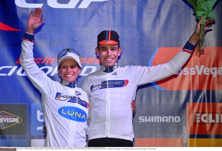 Katerina Nash with Men's winner Wout Van Aert