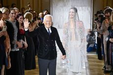 Giorgio Armani takes his bow at Giorgio Armani Privé S/S 2025