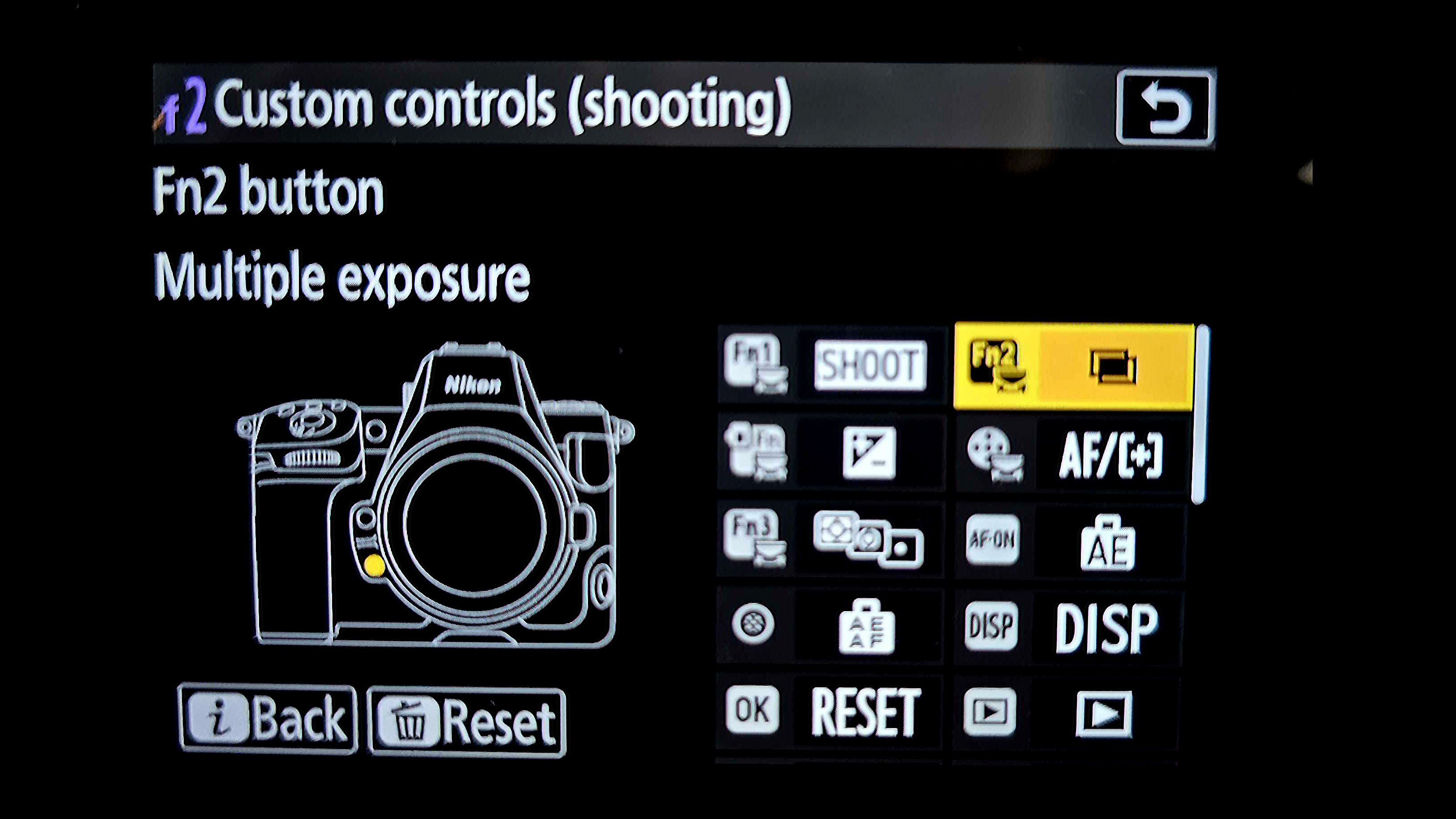 Configuring a custom button to create multiple exposures