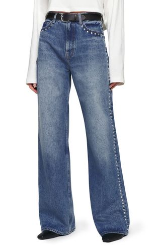 Cary Studded High Waist Slouchy Wide Leg Jeans