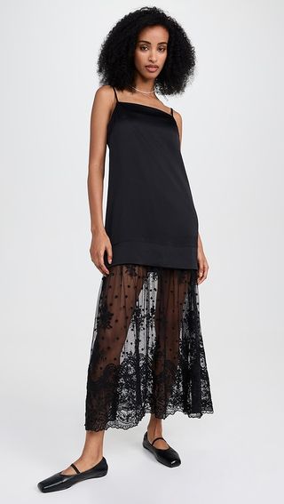 Sea Noa Satin Slip Dress With Lace Skirt