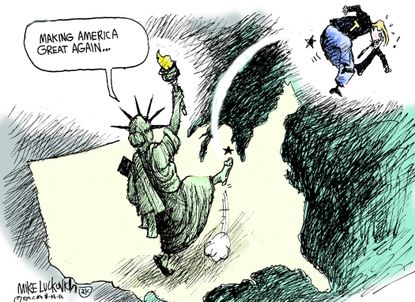 Political cartoon U.S. Make America Great Again dump Trump