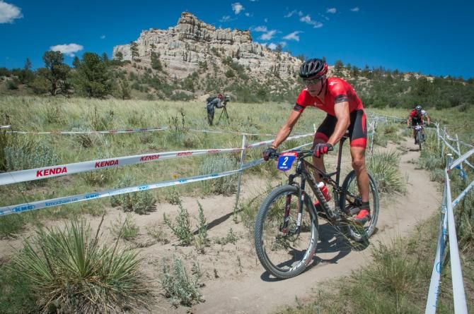 Todd Wells (Specialized) during the opening lap of the elite men's cross country race.