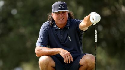 Pat Perez lines up a putt on the second day of the 2022 Team Championship in Florida