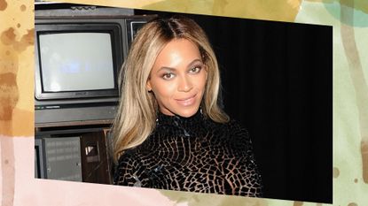 Beyonce on the red carpet with a mushroom blonde hair color