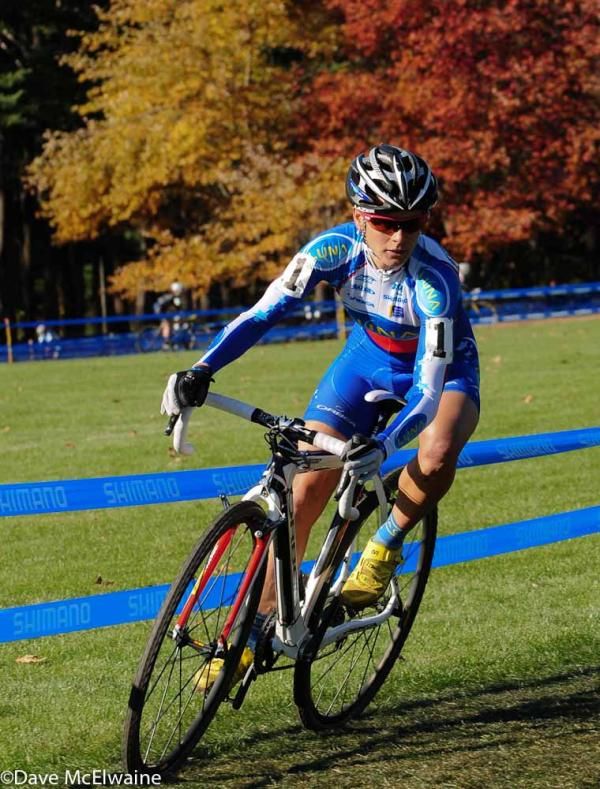 Katerina Nash (Luna Pro Team) with a lead on lap two.
