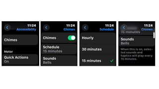 Screenshots of the Chimes feature on the Apple Watch app.