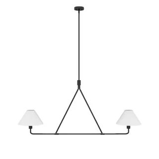 black pendant light with white shades