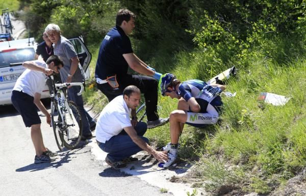 Pablo Lastras (Movistar Team) crashed out of the race