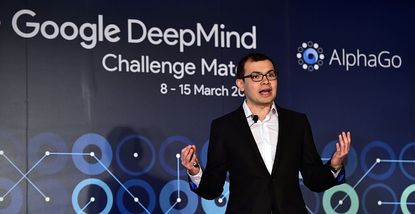 Google Deepmind head Demis Hassabis speaks during a press conference ahead of the Google DeepMind Challenge Match in Seoul on March 8, 2016